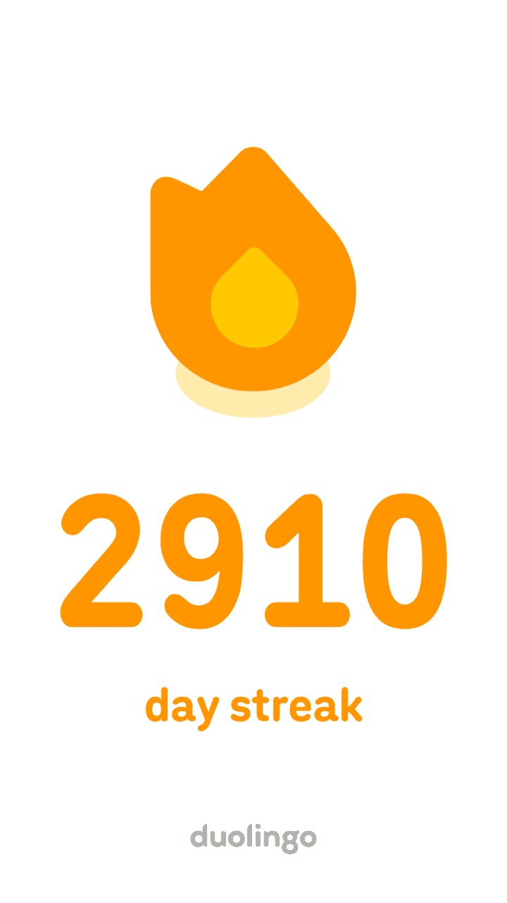 Duolingo 2910-day learning streak